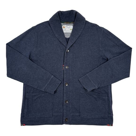 Robert Graham Cardigan Sweater Men’s Size XL Navy Blue Shawl Collar Button Front - Picture 1 of 11